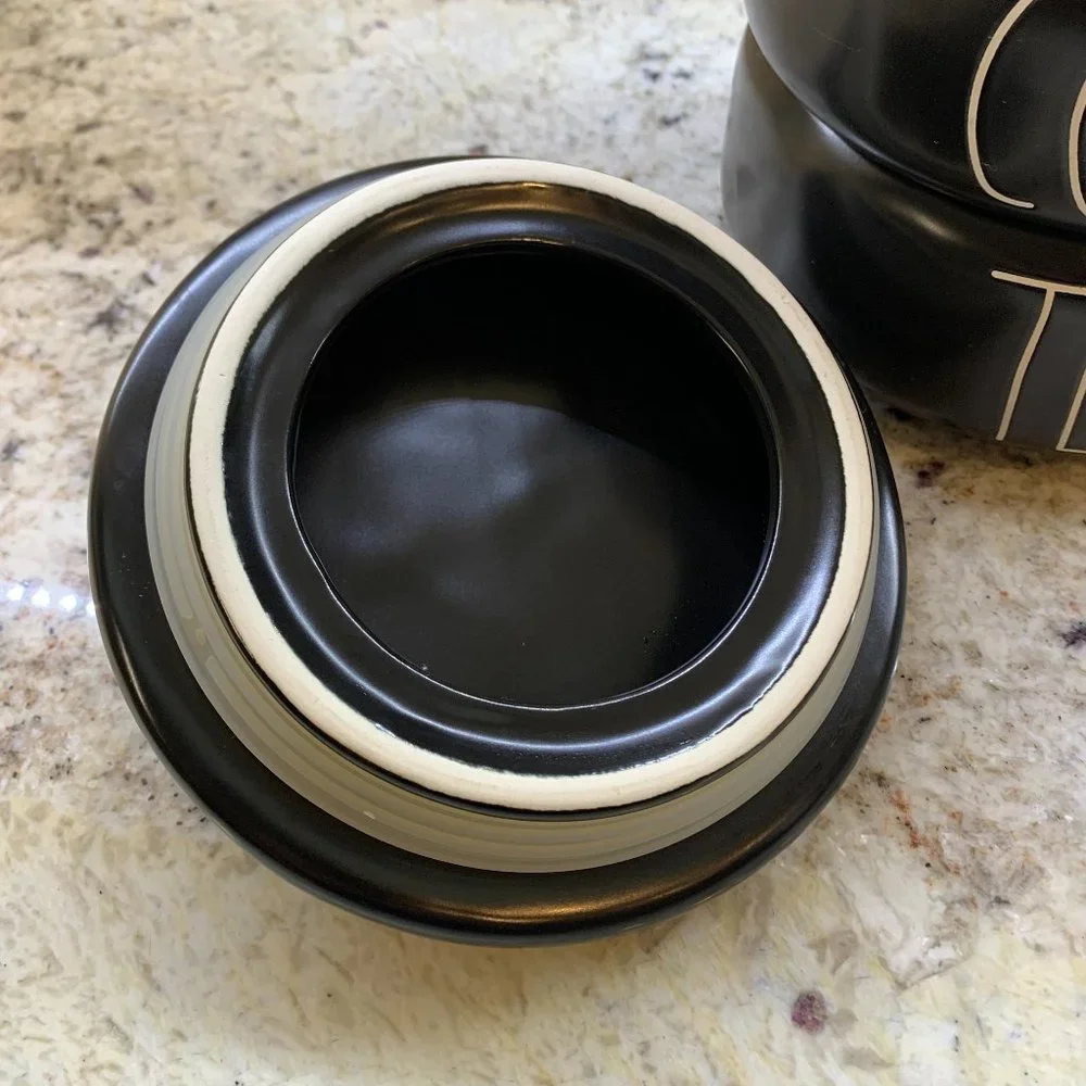 Rae Dunn Coffee Tea Sugar set - black